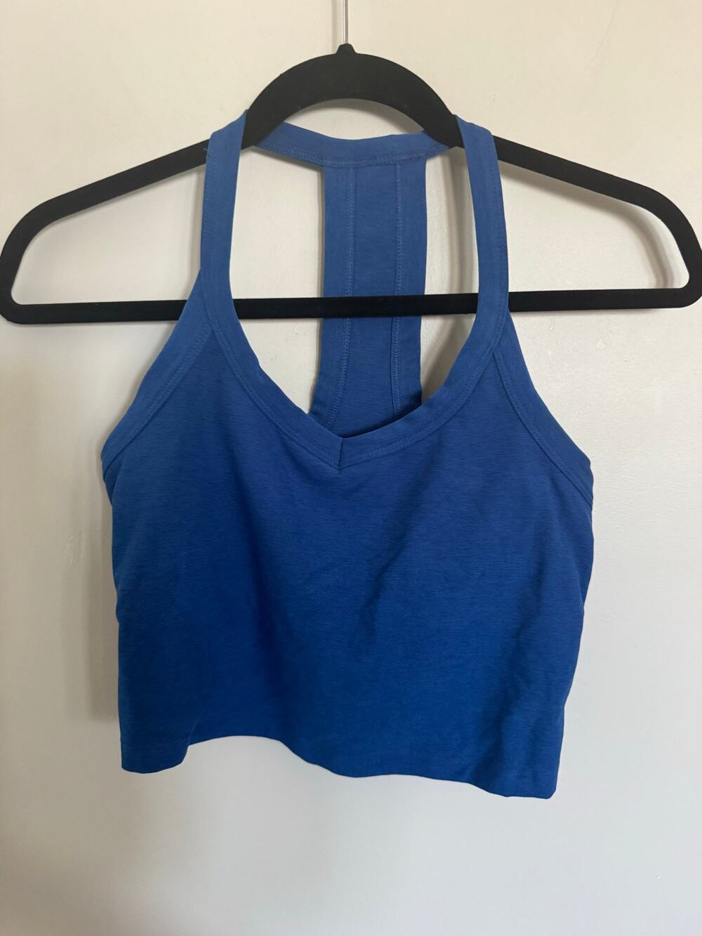 NWOT Beyond Yoga Space Dye On the Up Crop Tank in Marine Blue Heather SZ S